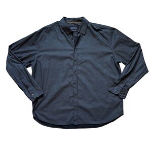 Men’s Grey & Blue Mosaic Patterned Shirt 3X